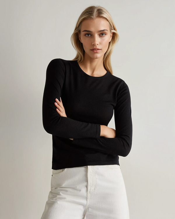 n.peal Women's Eden Superfine Cashmere Round Neck Top In Black