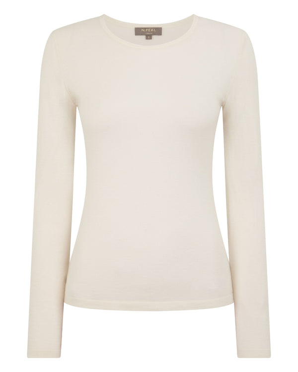 N.peal Women's Eden Superfine Cashmere Round Neck Top In New Ivory White
