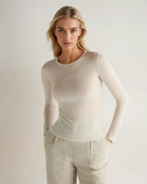 n.peal Women's Eden Superfine Cashmere Round Neck Top In New Ivory White