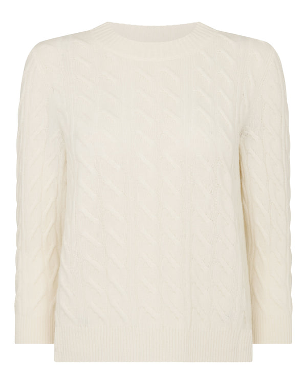 N.peal Women's Emilia Cable Round Neck Cashmere Sweater In New Ivory White