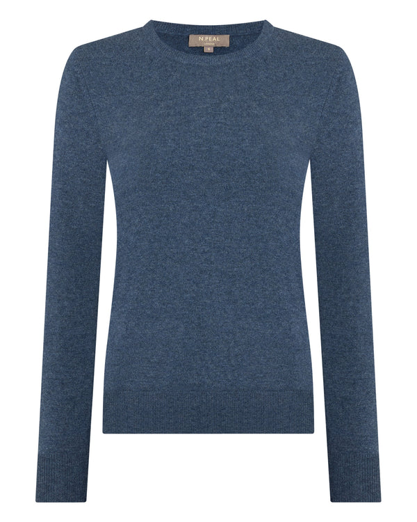 N.peal Women's Evie Classic Round Neck Cashmere Sweater In Light Denim Blue