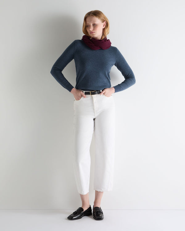 N.peal Women's Evie Classic Round Neck Cashmere Sweater In Light Denim Blue