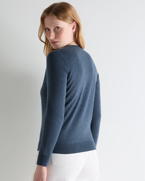 N.peal Women's Evie Classic Round Neck Cashmere Sweater In Light Denim Blue