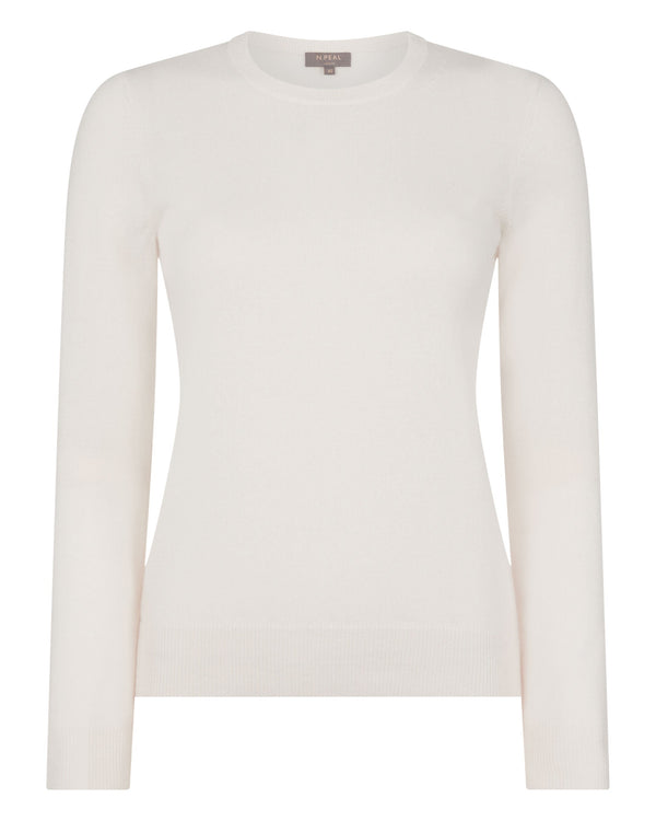 N.peal Women's Evie Classic Round Neck Cashmere Sweater In New Ivory White