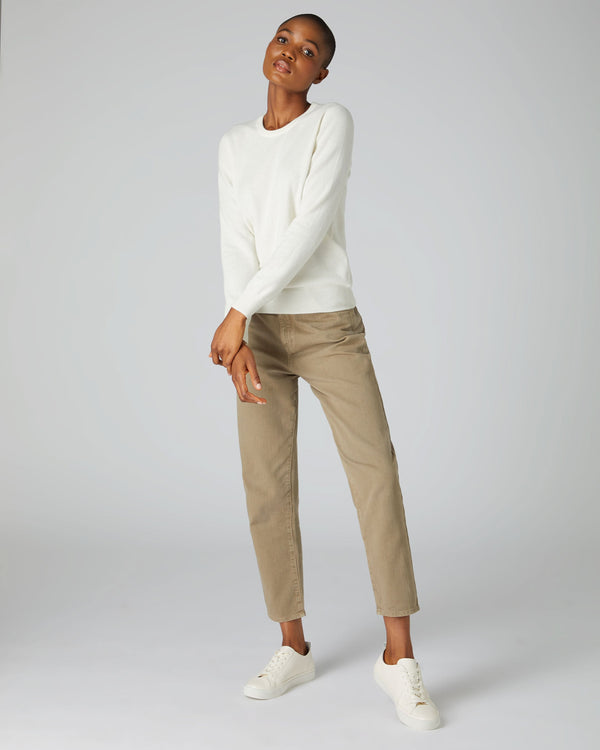 N.peal Women's Evie Classic Round Neck Cashmere Sweater In New Ivory White