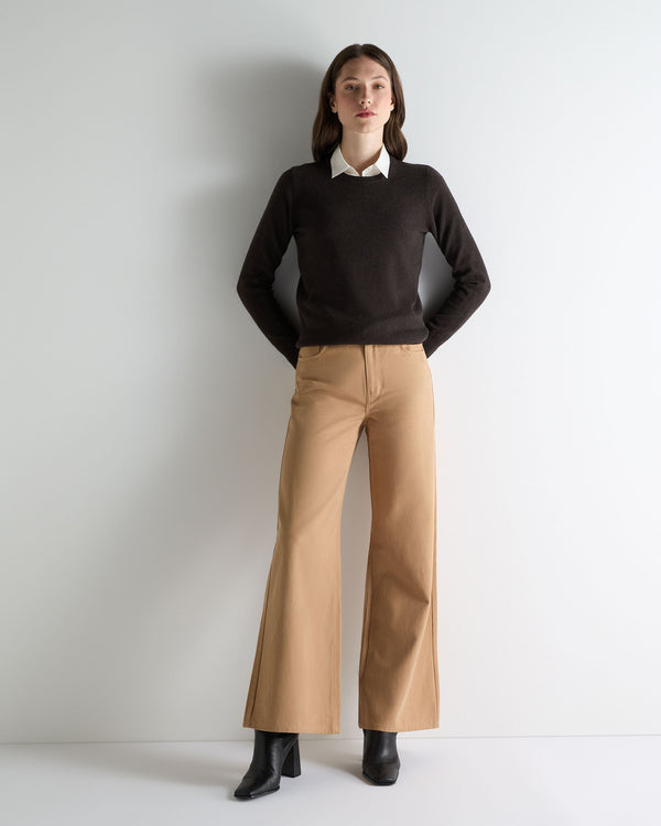 N.peal Women's Evie Classic Round Neck Cashmere Sweater In Chocolate Brown