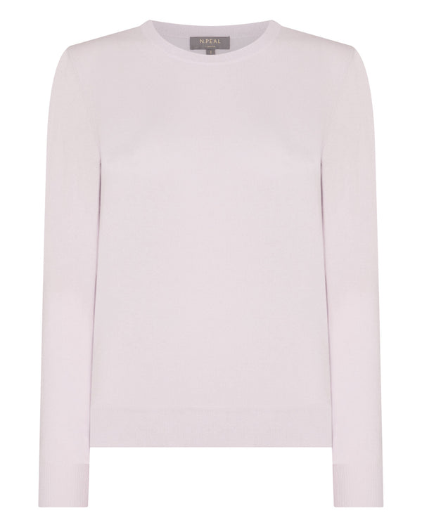 N.peal Women's Evie Classic Round Neck Cashmere Sweater In Chalk Pink