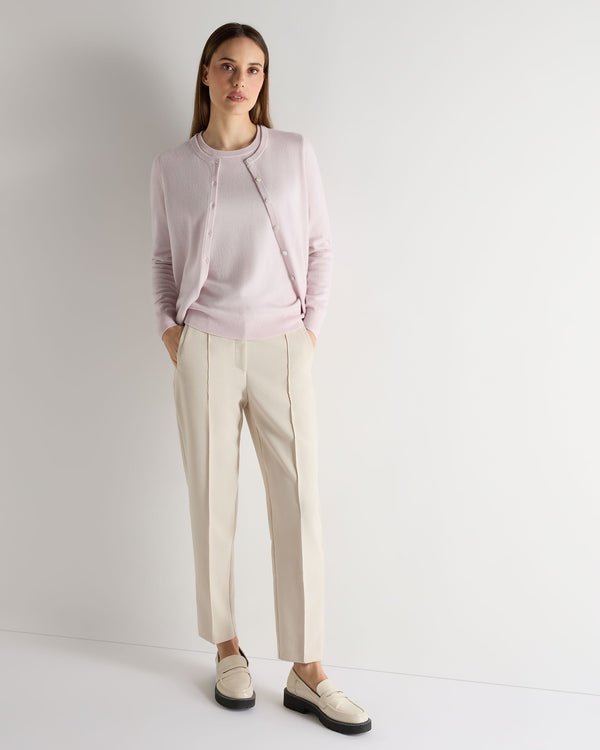 N.peal Women's Evie Classic Round Neck Cashmere Sweater In Chalk Pink