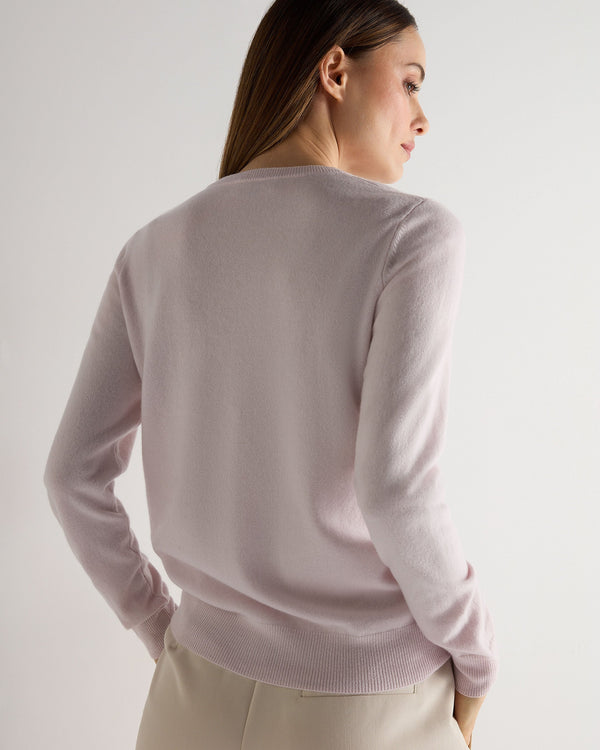 N.peal Women's Evie Classic Round Neck Cashmere Sweater In Chalk Pink