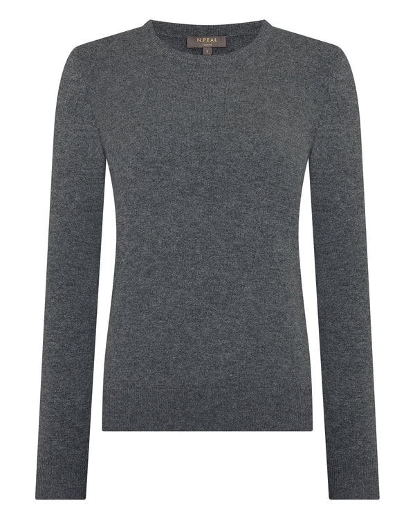 N.peal Women's Evie Classic Round Neck Cashmere Sweater In Elephant Grey