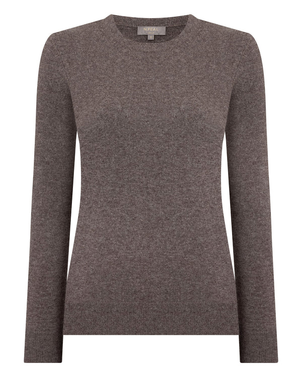 N.peal Women's Evie Classic Round Neck Cashmere Sweater In Otter Brown