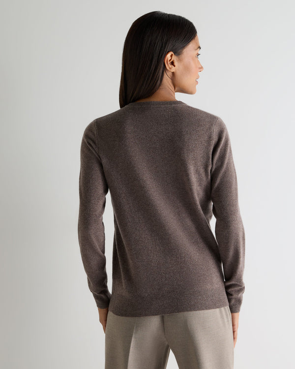 N.peal Women's Evie Classic Round Neck Cashmere Sweater In Otter Brown