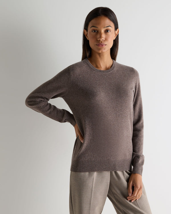 n.peal Women's Evie Classic Round Neck Cashmere Sweater In Otter Brown