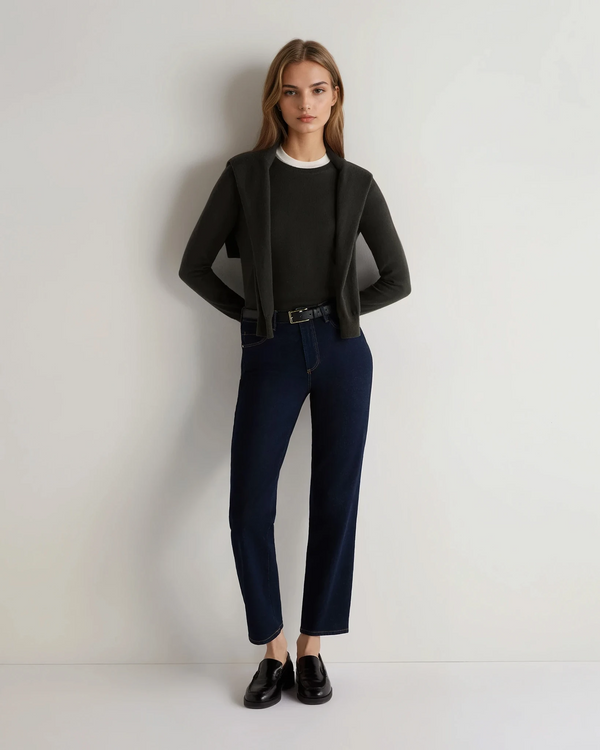 N.peal Women's Evie Classic Round Neck Cashmere Sweater In Arabica Khaki Green