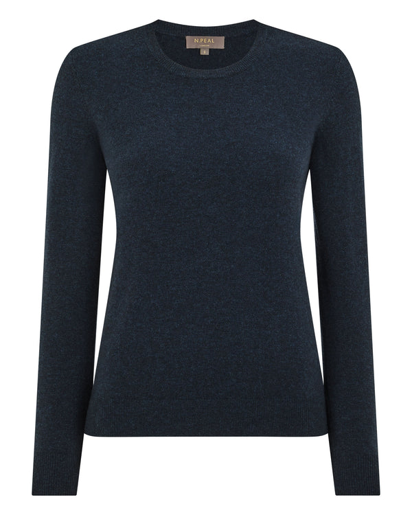 N.peal Women's Evie Classic Round Neck Cashmere Sweater In Indigo Blue