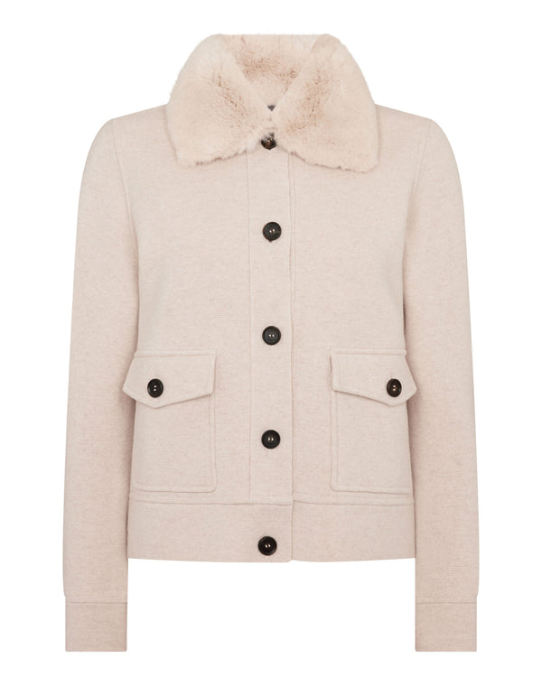 N.peal Women's Fur Collar Milano Cashmere Jacket In Ecru White