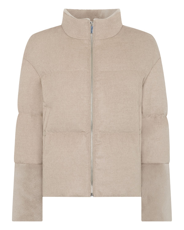 N.peal Women's Fur Cuff Padded Jacket In Beige Brown