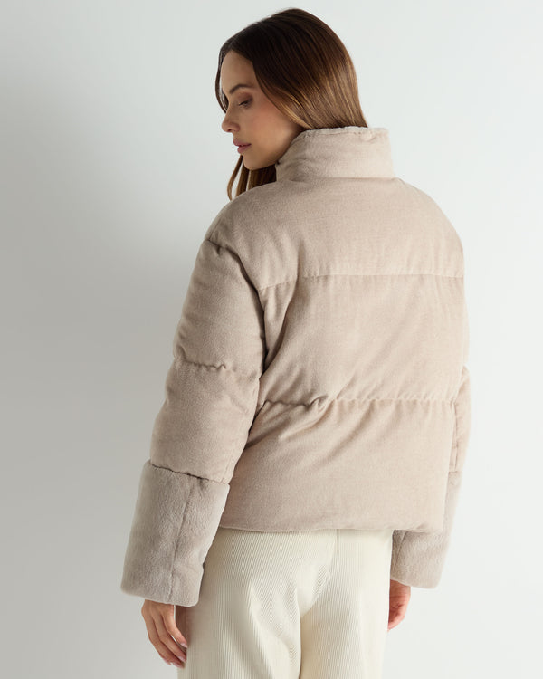 N.peal Women's Fur Cuff Padded Jacket In Beige Brown