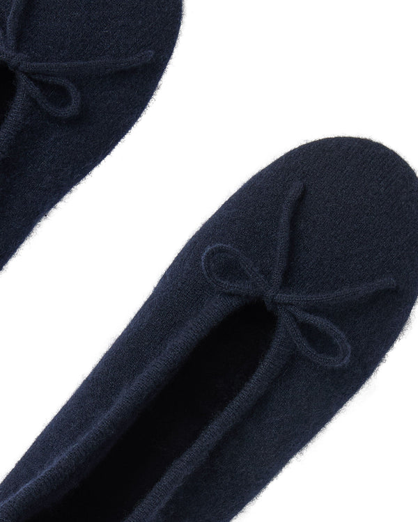 N.peal Women's Fur Lined Cashmere Slippers In Navy Blue