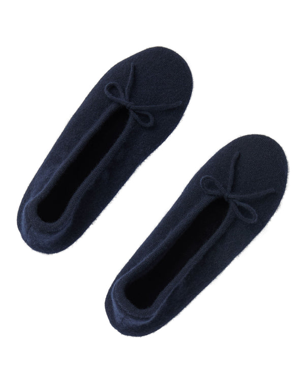 n.peal Women's Fur Lined Cashmere Slippers In Navy Blue
