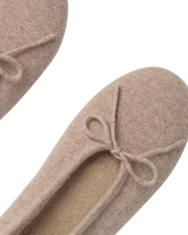 N.peal Women's Fur Lined Cashmere Slippers In Oatmeal Brown