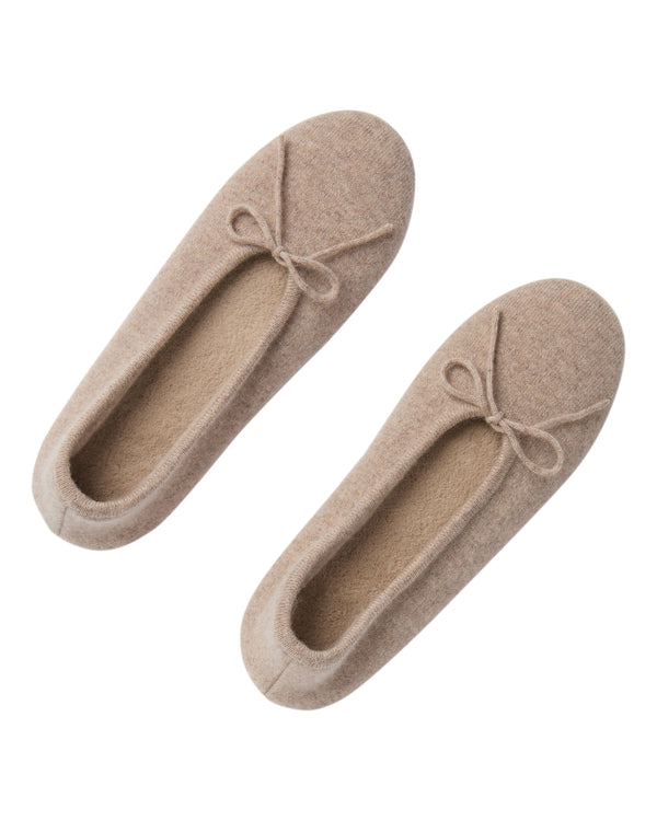 n.peal Women's Fur Lined Cashmere Slippers In Oatmeal Brown