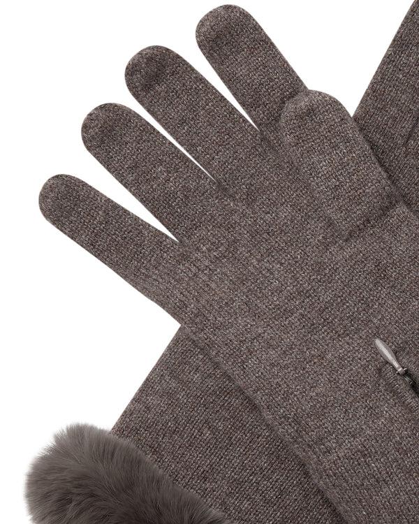 N.peal Women's Fur Trim Cashmere Gloves In Otter Brown
