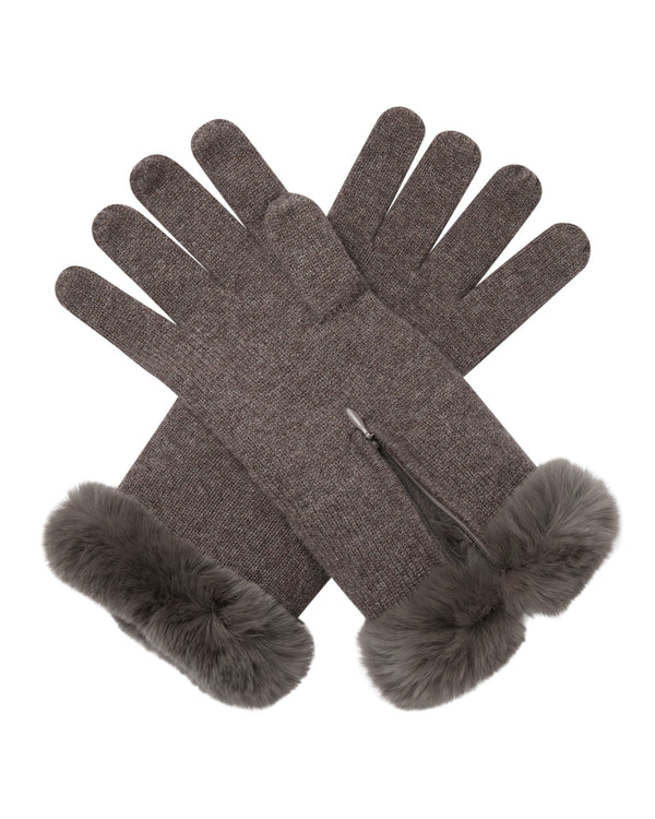 n.peal Women's Fur Trim Cashmere Gloves In Otter Brown