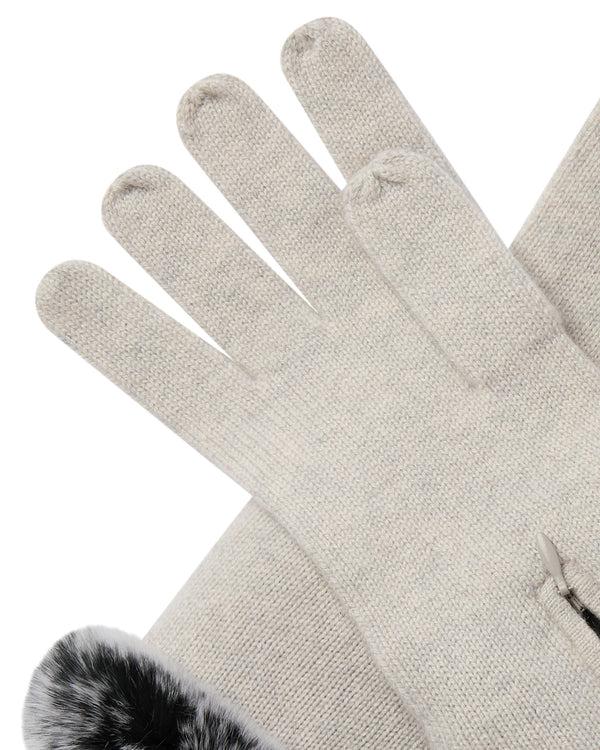 N.peal Women's Fur Trim Cashmere Gloves In Pebble Grey