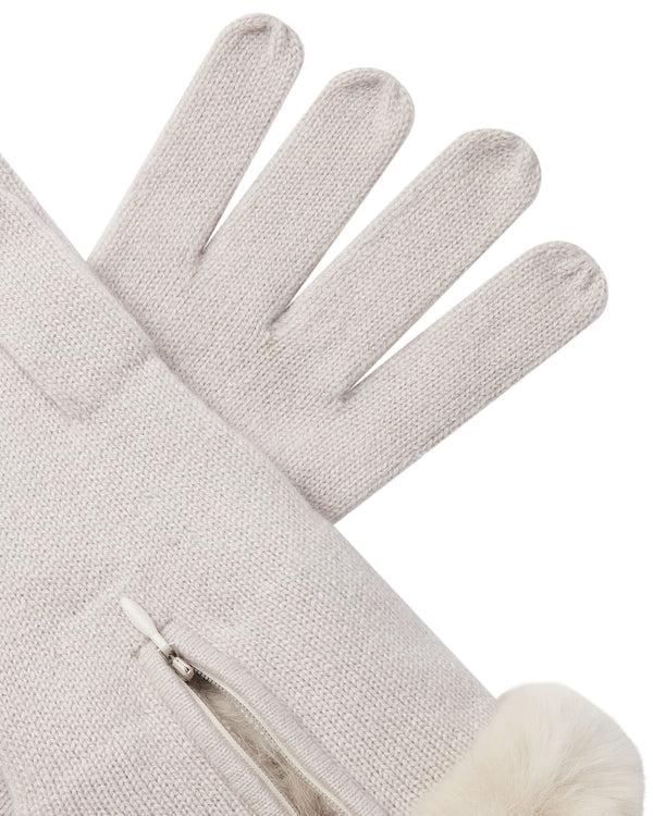 N.peal Women's Fur Trim Cashmere Gloves In Snow Grey