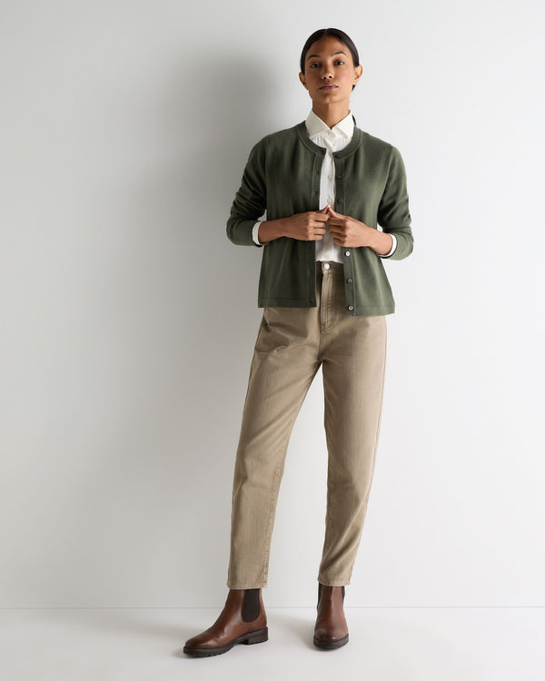 N.peal Women's Hallie Round Neck Cashmere Cardigan In Army Green