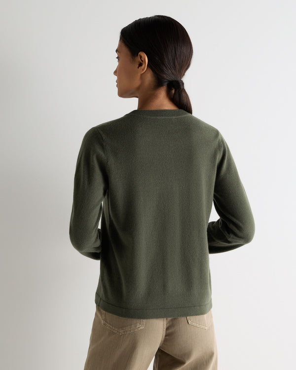 N.peal Women's Hallie Round Neck Cashmere Cardigan In Army Green