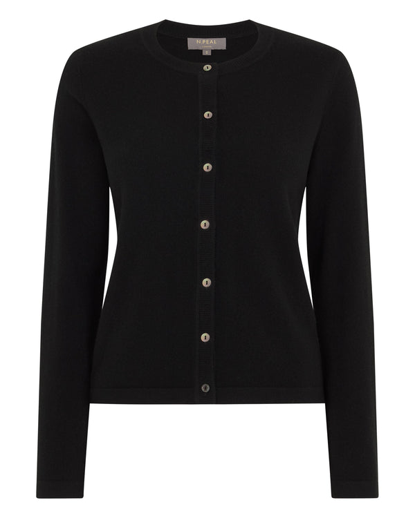 N.peal Women's Hallie Round Neck Cashmere Cardigan In Black