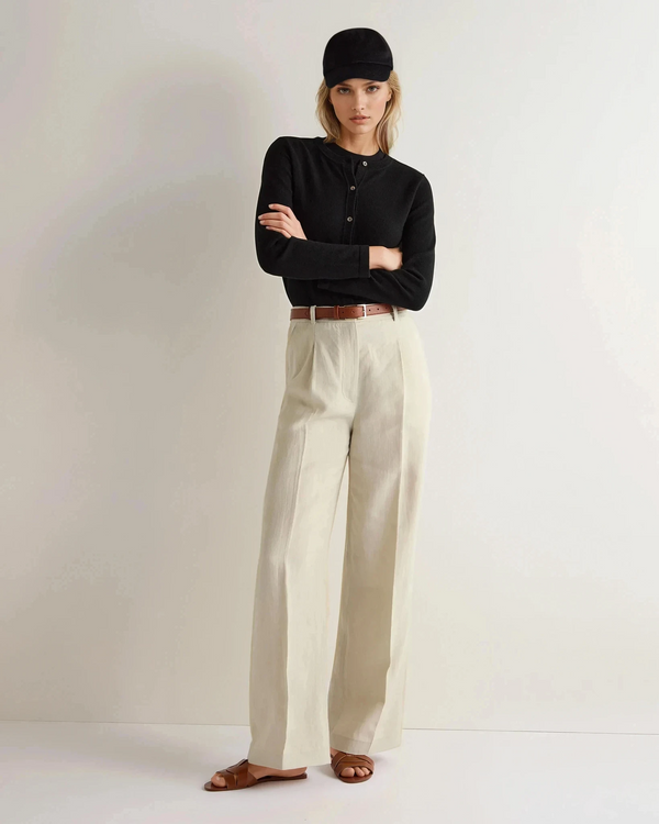 N.peal Women's Hallie Round Neck Cashmere Cardigan In Black