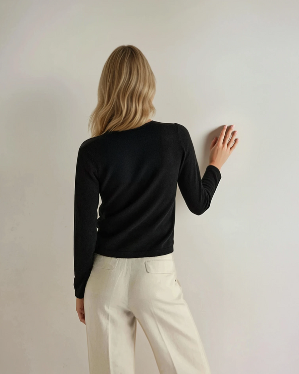 N.peal Women's Hallie Round Neck Cashmere Cardigan In Black