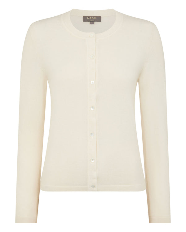 N.peal Women's Hallie Round Neck Cashmere Cardigan In New Ivory White