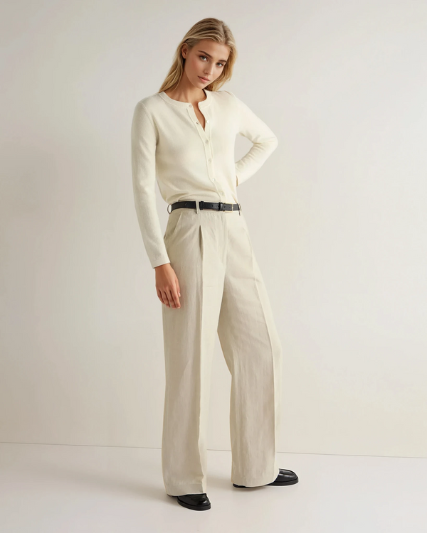 N.peal Women's Hallie Round Neck Cashmere Cardigan In New Ivory White