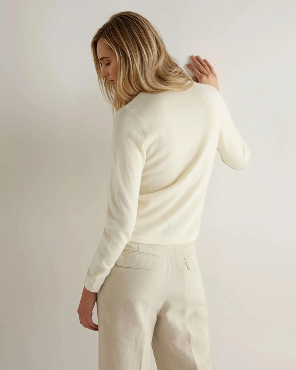 N.peal Women's Hallie Round Neck Cashmere Cardigan In New Ivory White