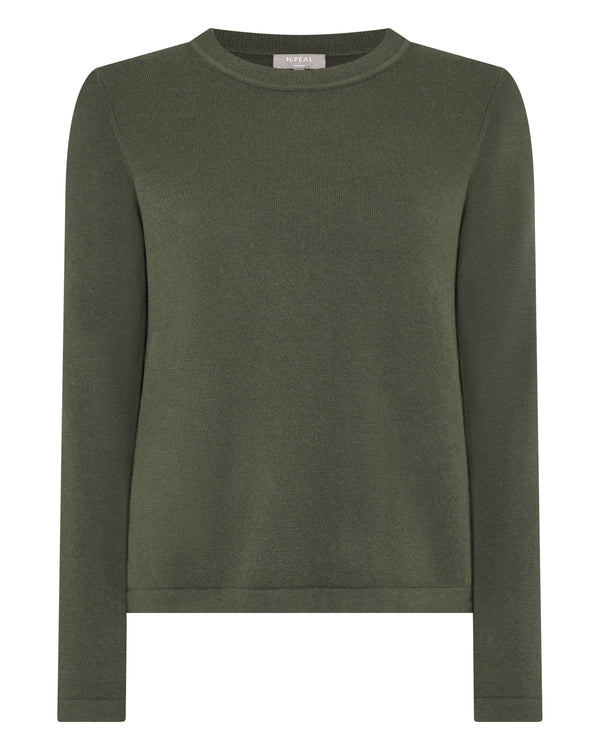 N.peal Women's Hallie Round Neck Cashmere Sweater In Army Green