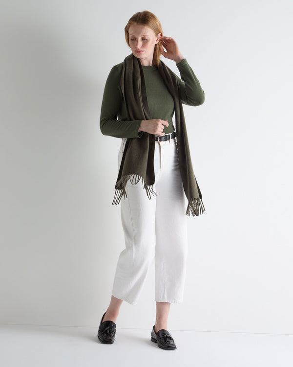 N.peal Women's Hallie Round Neck Cashmere Sweater In Army Green