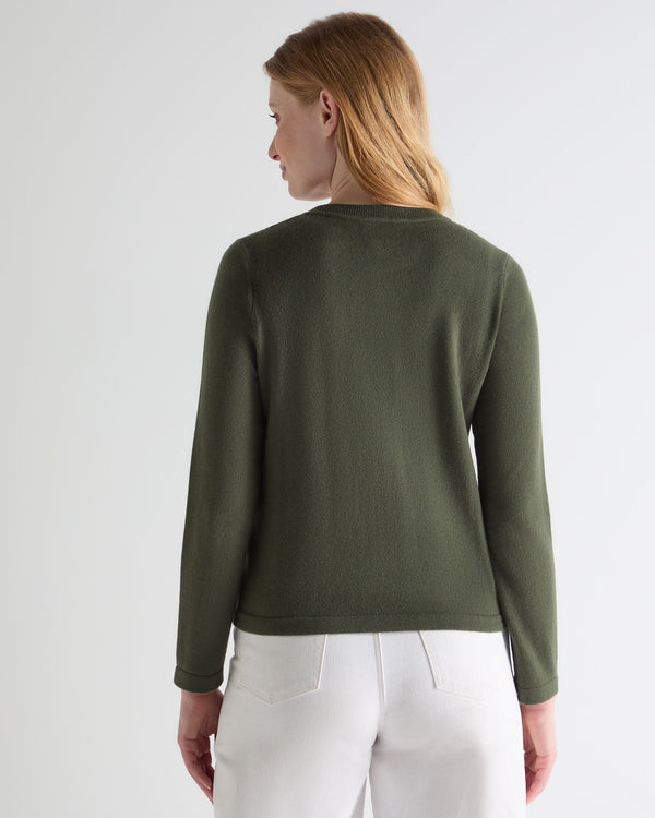 N.peal Women's Hallie Round Neck Cashmere Sweater In Army Green