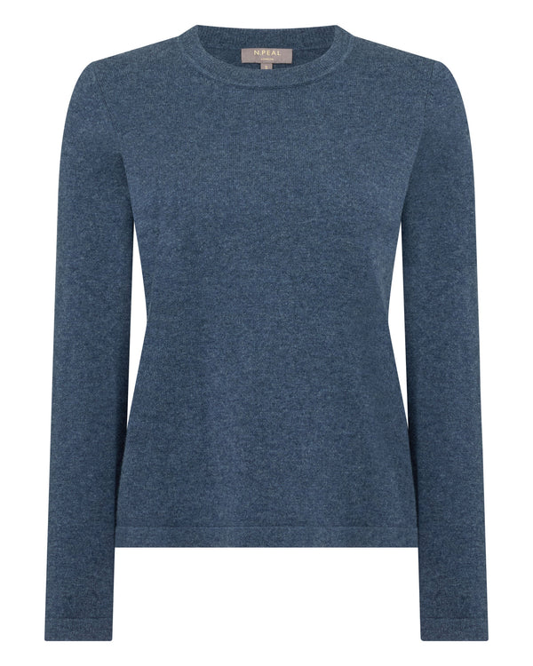 N.peal Women's Hallie Round Neck Cashmere Sweater In Light Denim Blue