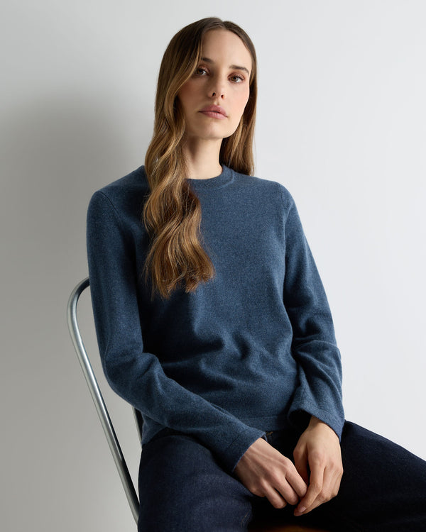 n.peal Women's Hallie Round Neck Cashmere Sweater In Light Denim Blue