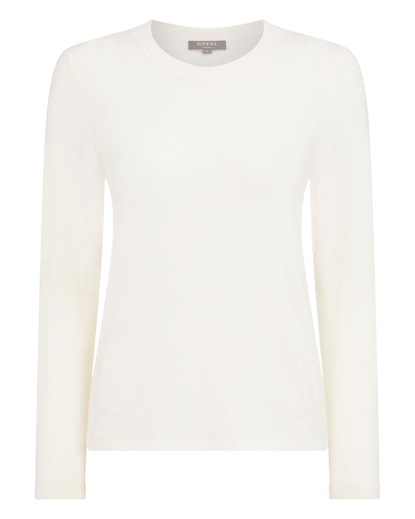 N.peal Women's Hallie Round Neck Cashmere Sweater In New Ivory White