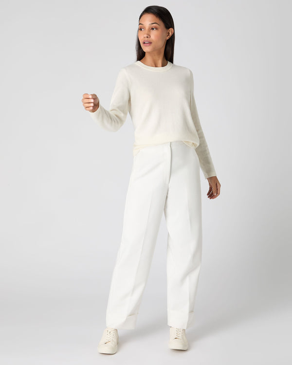 N.peal Women's Hallie Round Neck Cashmere Sweater In New Ivory White
