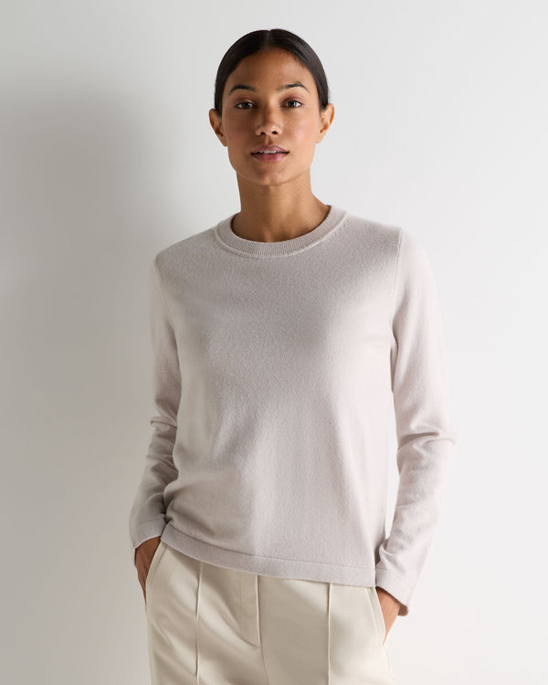 n.peal Women's Hallie Round Neck Cashmere Sweater In Snow Grey