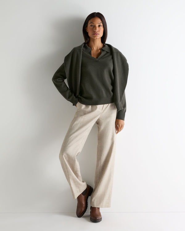 N.peal Women's Harriet Cashmere Polo Shirt In Arabica Khaki Green