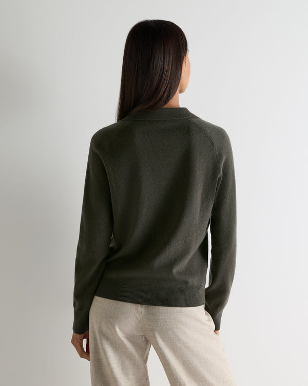 N.peal Women's Harriet Cashmere Polo Shirt In Arabica Khaki Green