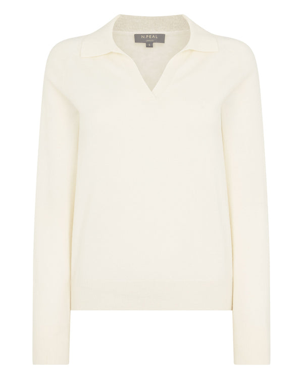 N.peal Women's Harriet Cashmere Polo Shirt In New Ivory White