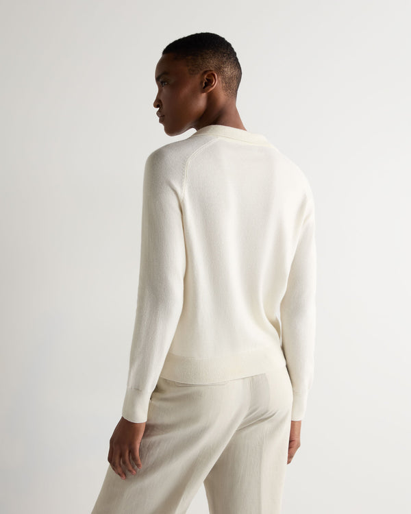 N.peal Women's Harriet Cashmere Polo Shirt In New Ivory White